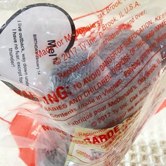 MEL KOALA BEAR TY Teenie Beanie Boo #3 McDonald's 2017 Happy Meal Toy Sealed - Picture 3 of 3